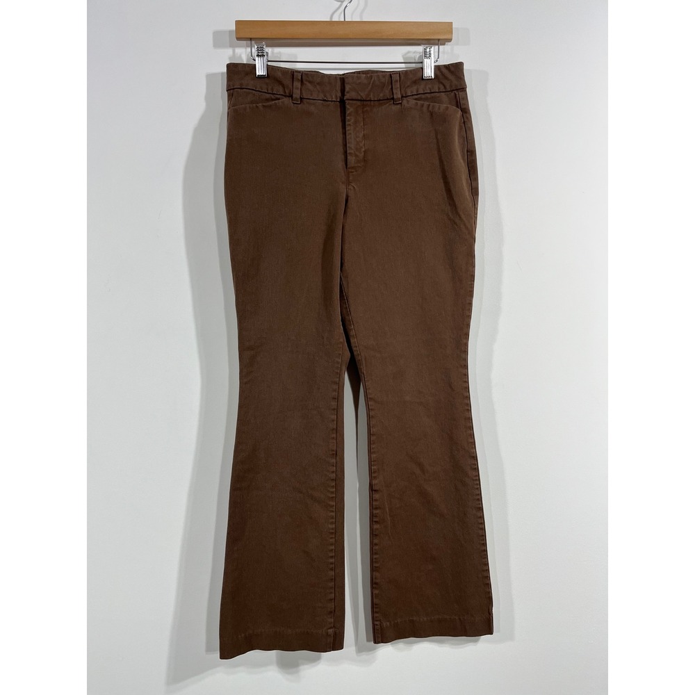Old Navy Western Preppy High-Rise Pixie Flare Pants Brown Office Cotton Women 10